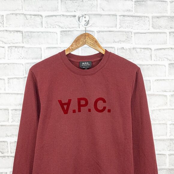 A.P.C. Men's Burgundy VPC Sweatshirt Crewneck French Terry Cotton size Small - Picture 4 of 7